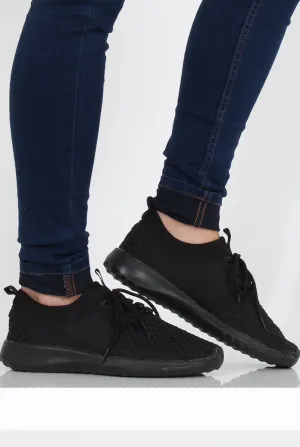 All Black Woven Trainers - Karlee