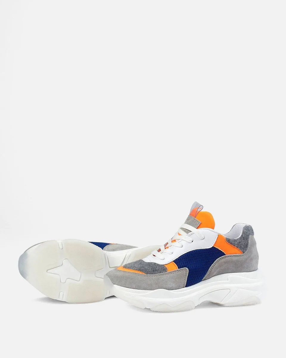 Baskets En Nubuck Belma - Gris Clair Chiné Et Orange