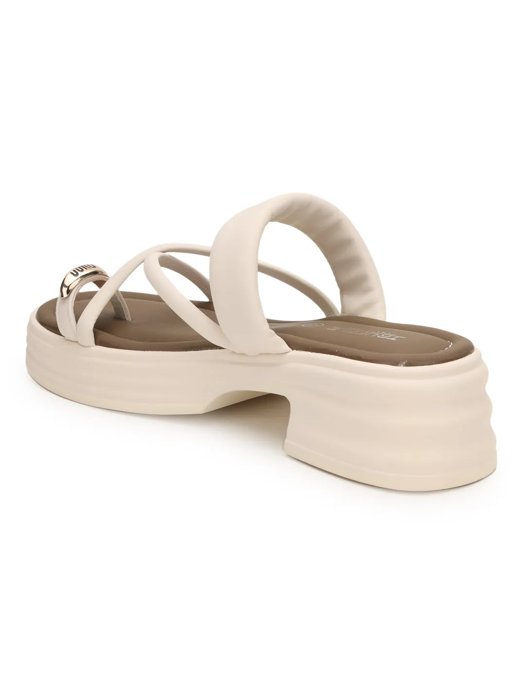 Beige PU Gold Toe Ring Slip-On Flats (TC-RS3597-BEIG)