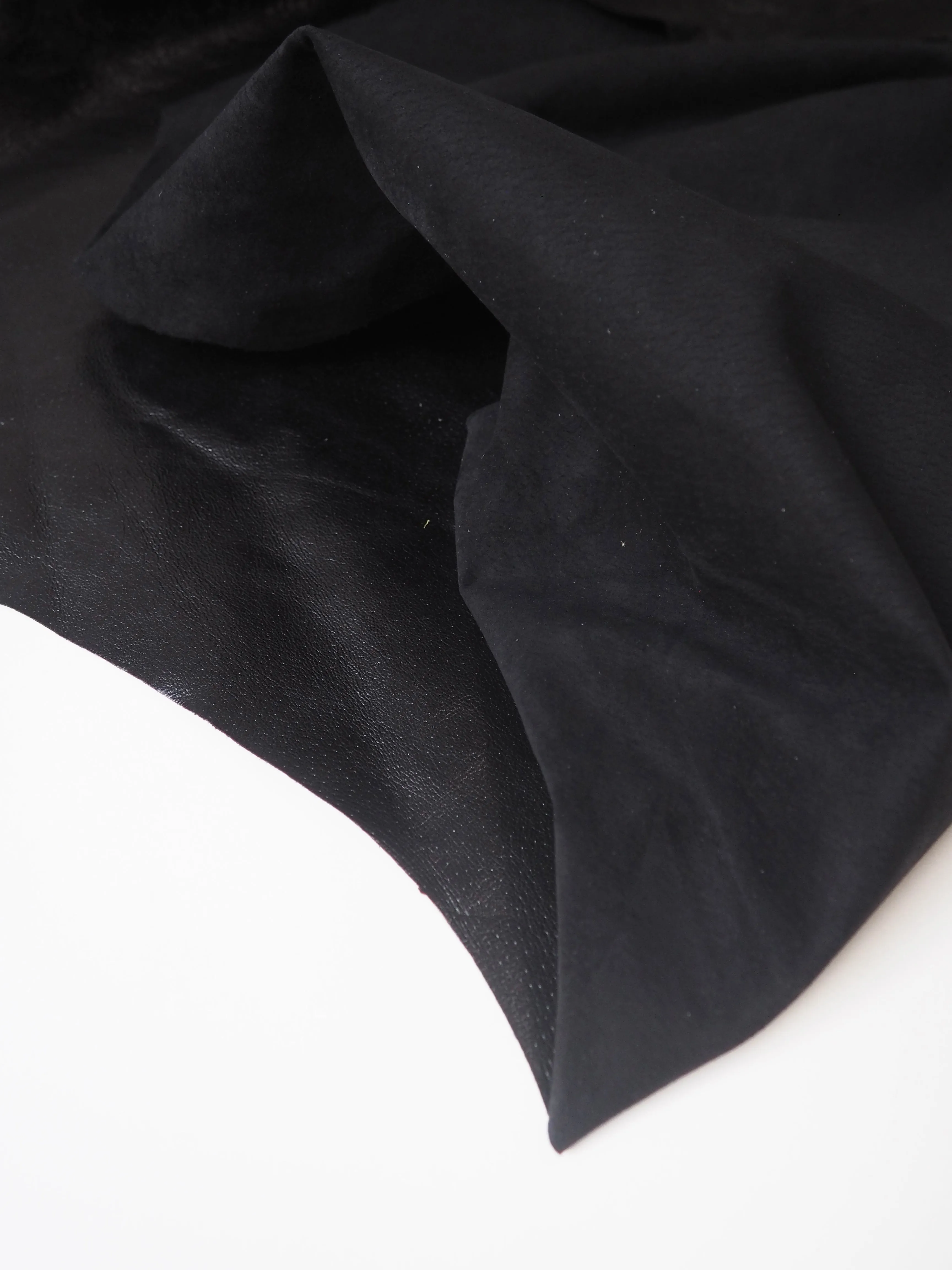 Black Shiny Distressed Calfskin Hides