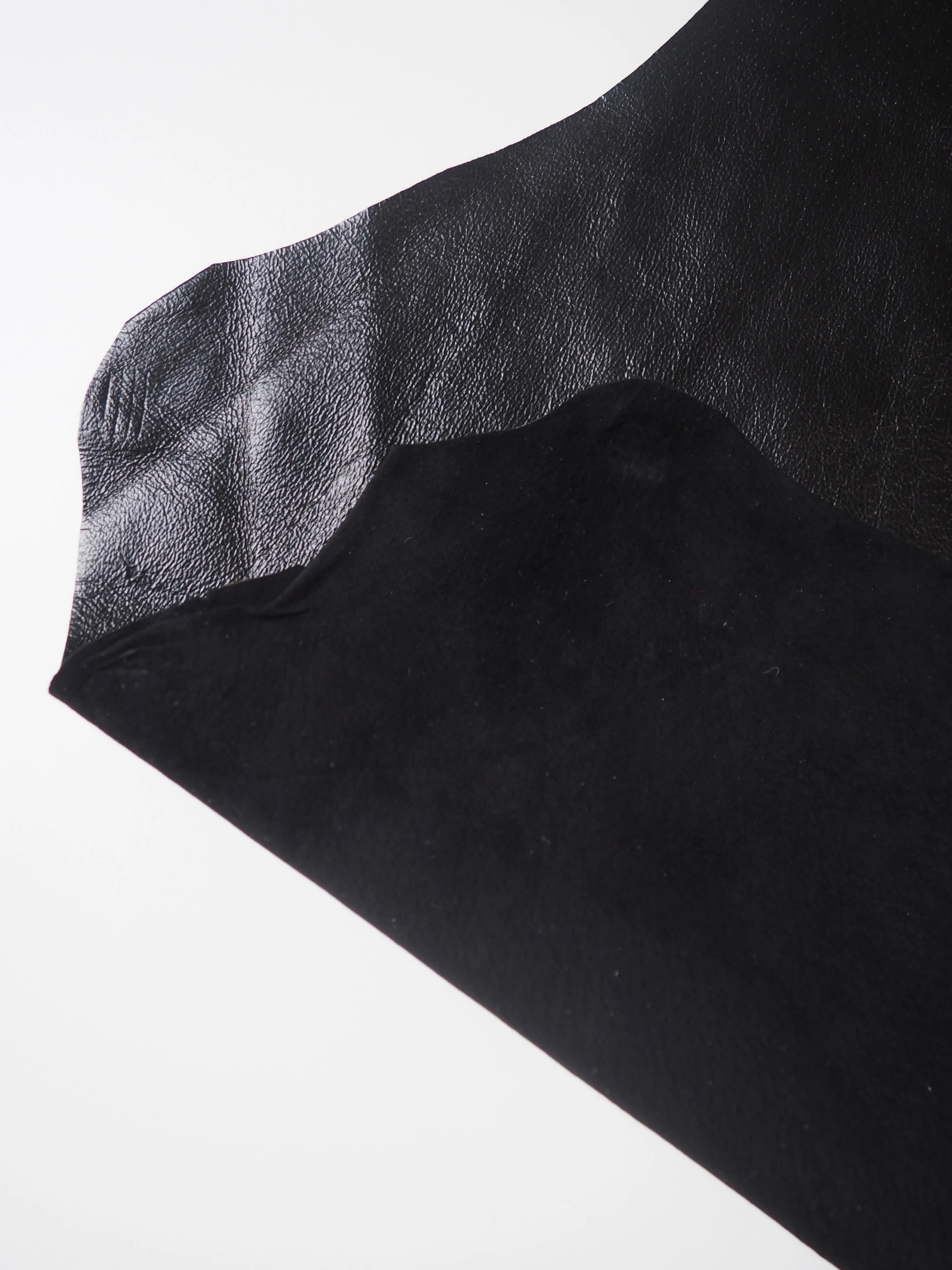 Black Shiny Distressed Calfskin Hides