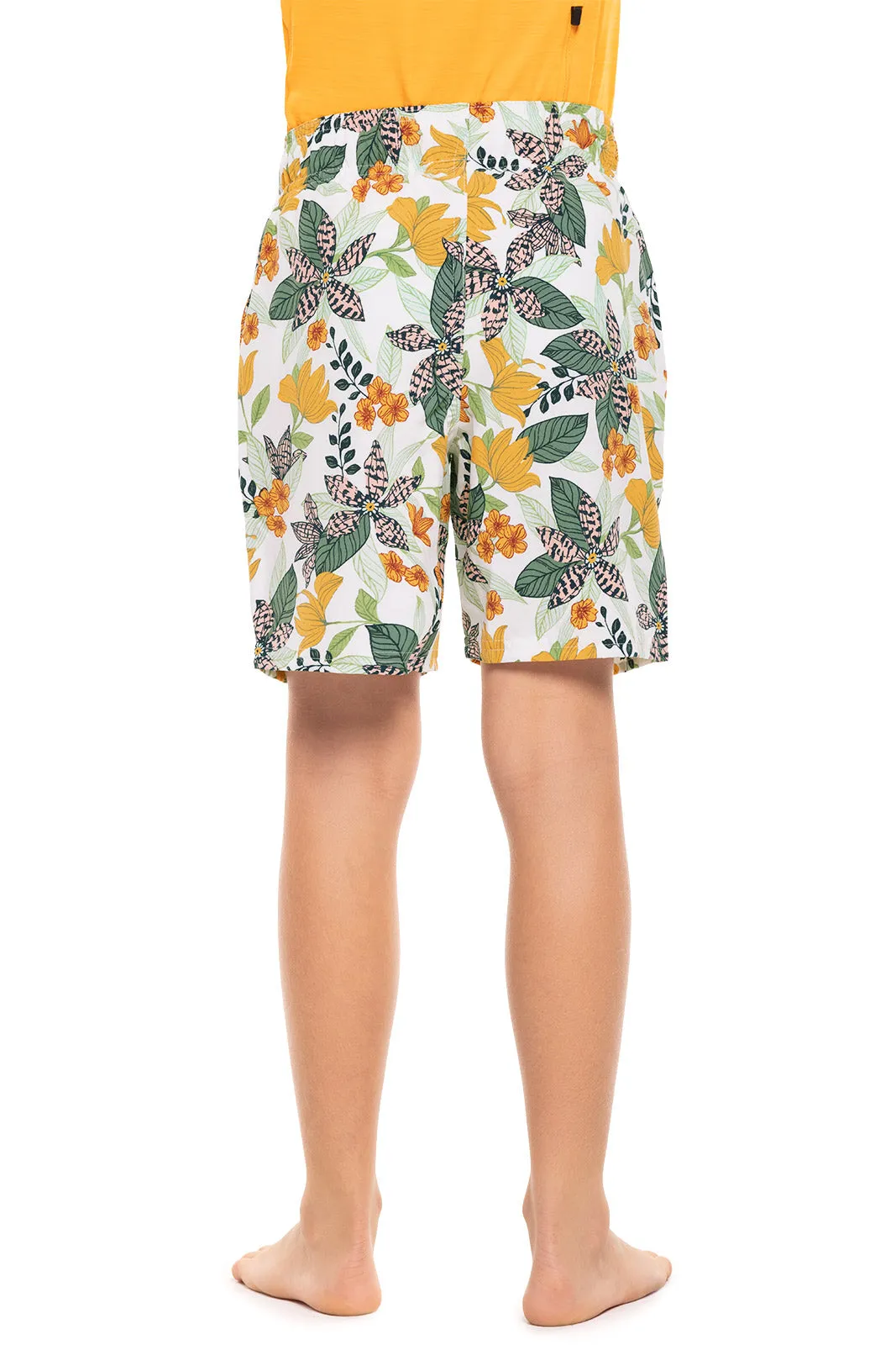 Boy's Island Swim Trunks  |  Apricot Crush Floral Paradise