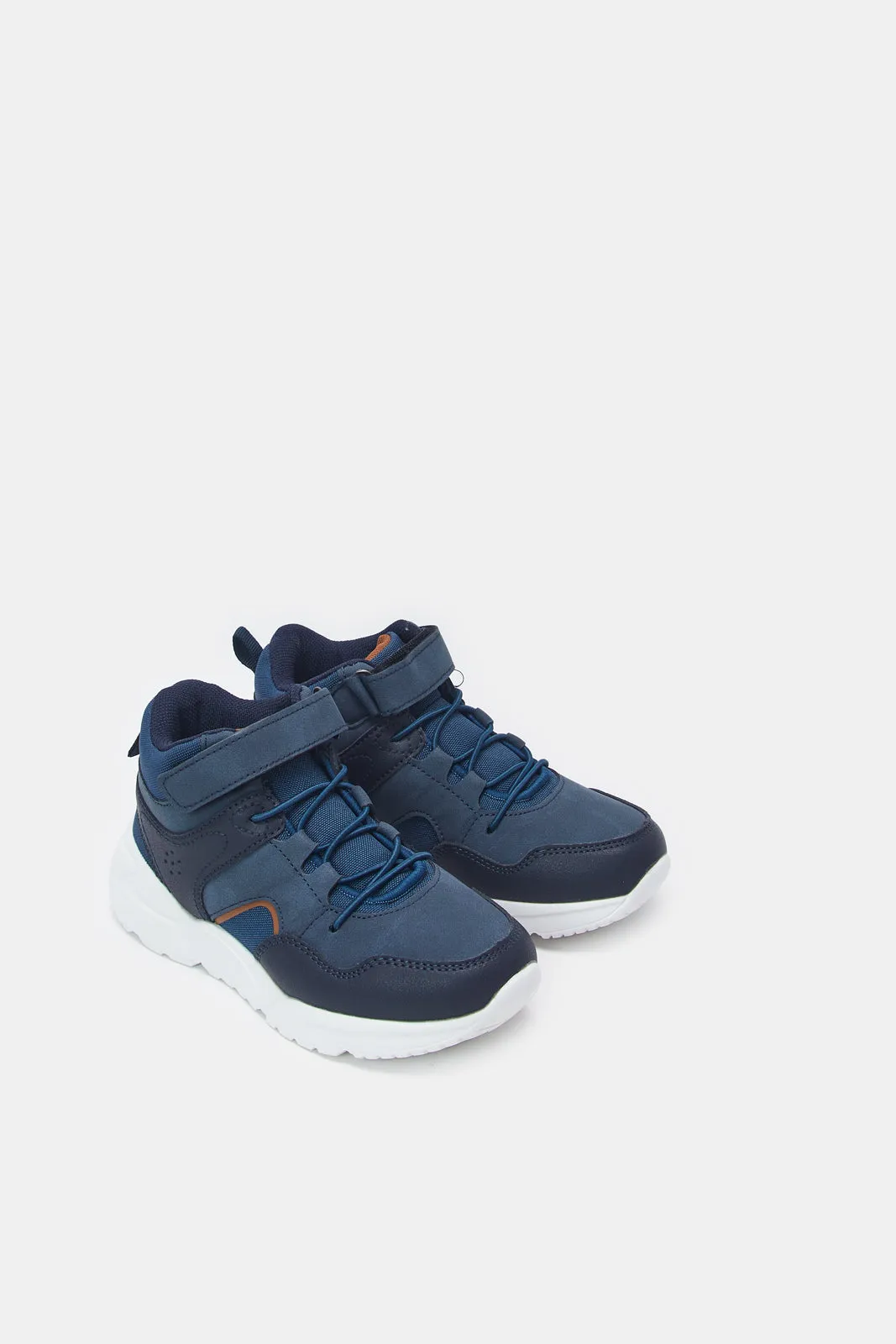 Boys Navy Material Block High-top Sneaker