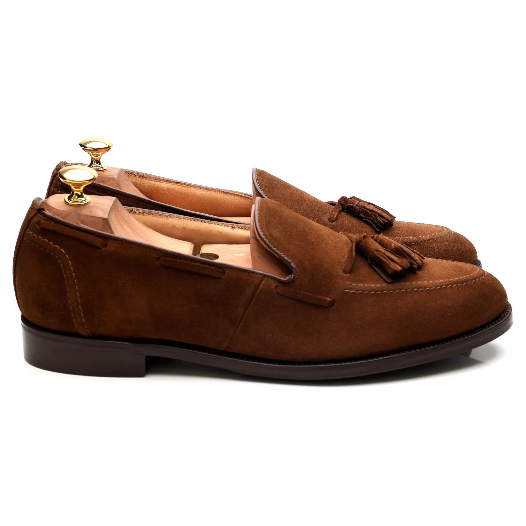 Brown Suede Tassel Loafers UK 10.5