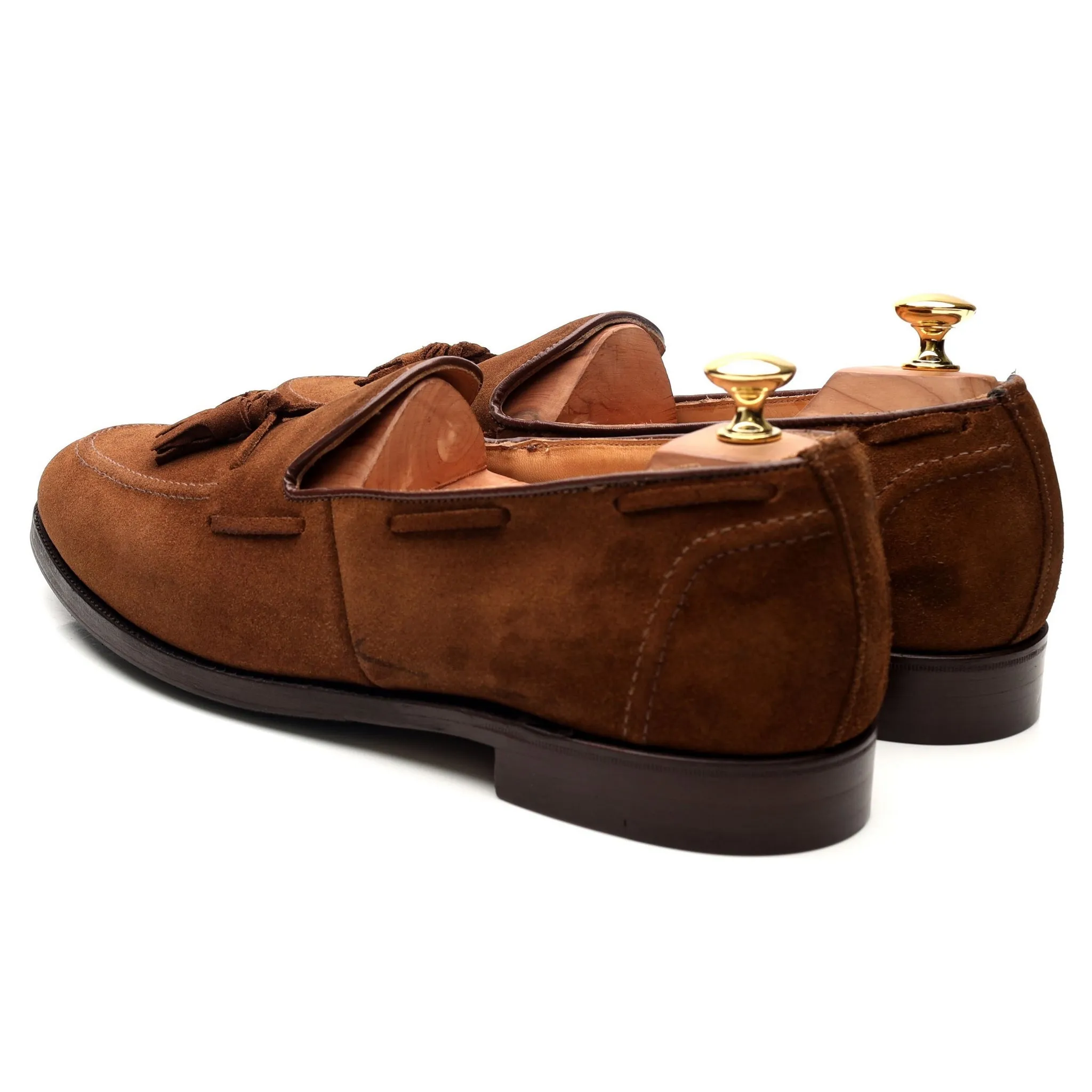 Brown Suede Tassel Loafers UK 10.5