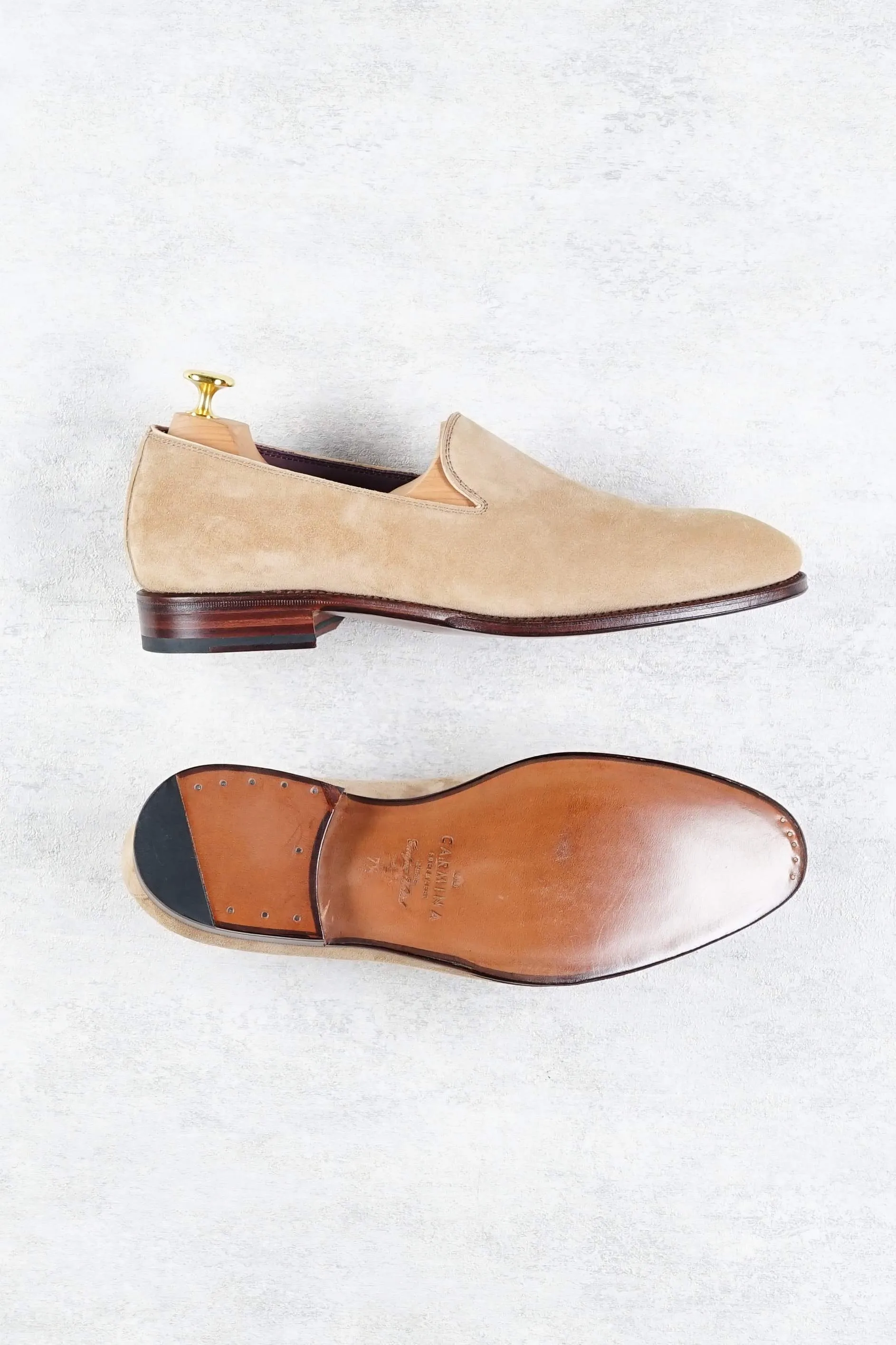 Carmina Uetam 80384 Sand Suede Plain Toe Loafers