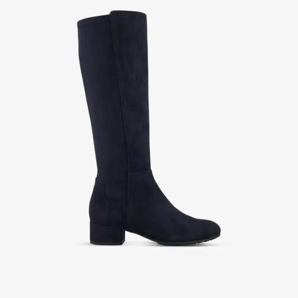 Dune Tayla Block Heel Suede Boots, Navy