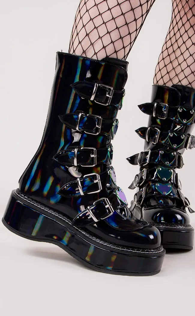 EMILY-330 Black Holographic Boots