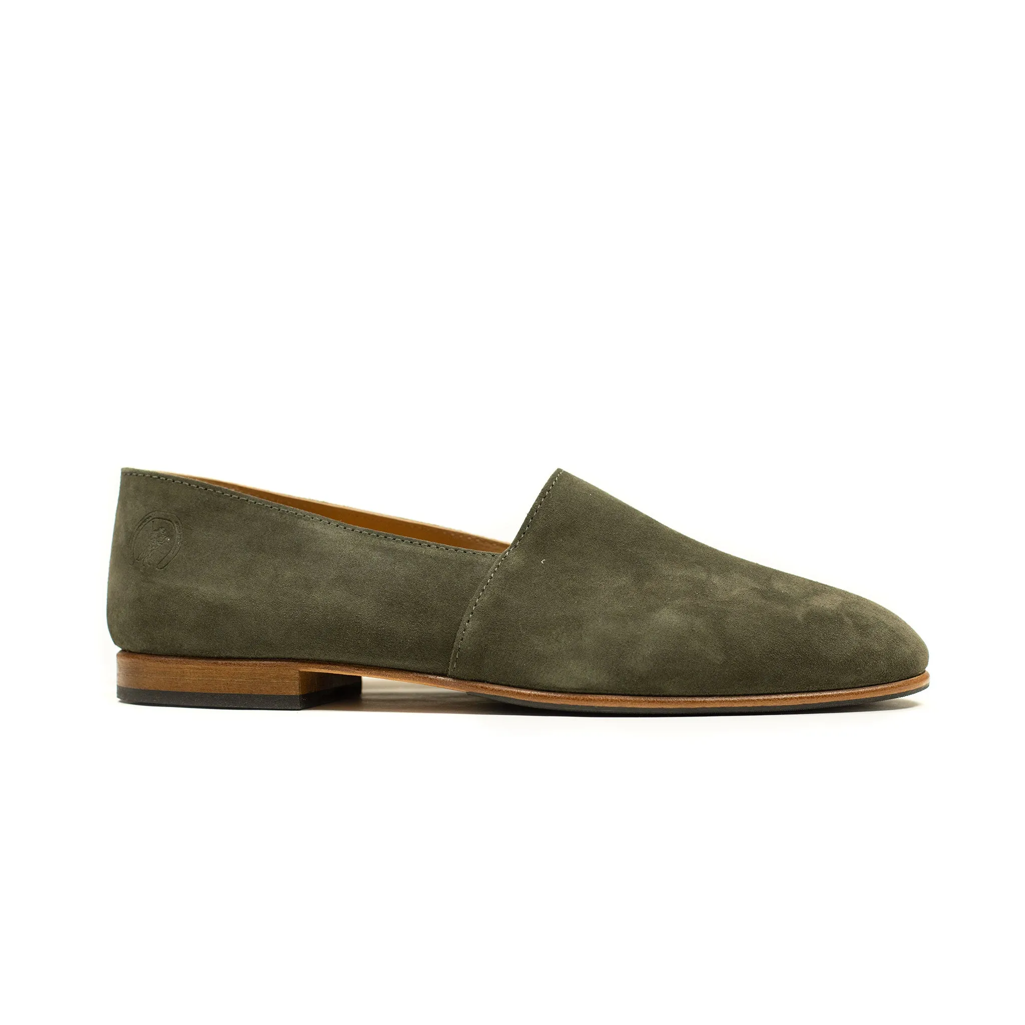 Exclusive Maury slippers in verdigris suede