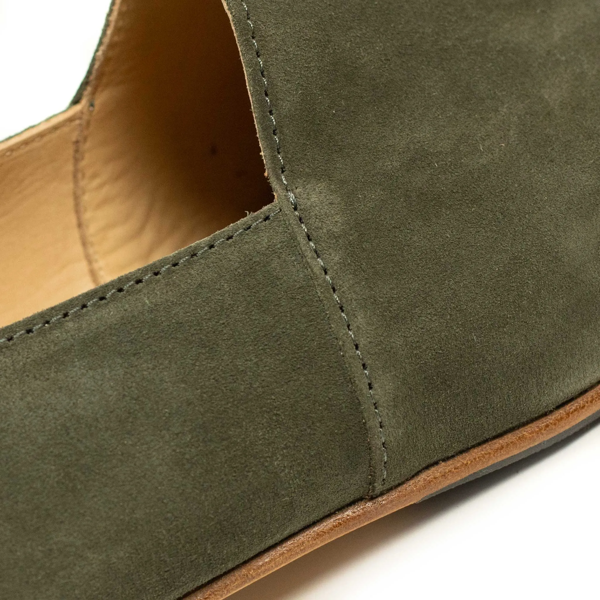 Exclusive Maury slippers in verdigris suede