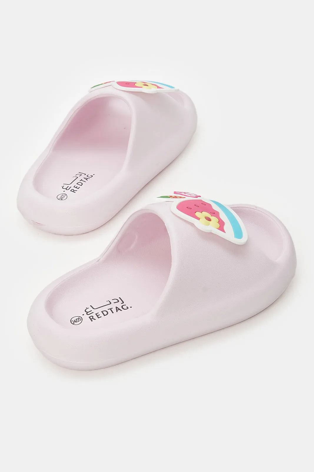 Girls Pink Embossed Patch Slide