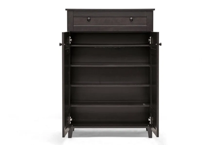 Glidden Dark Brown Wood Modern Shoe Cabinet