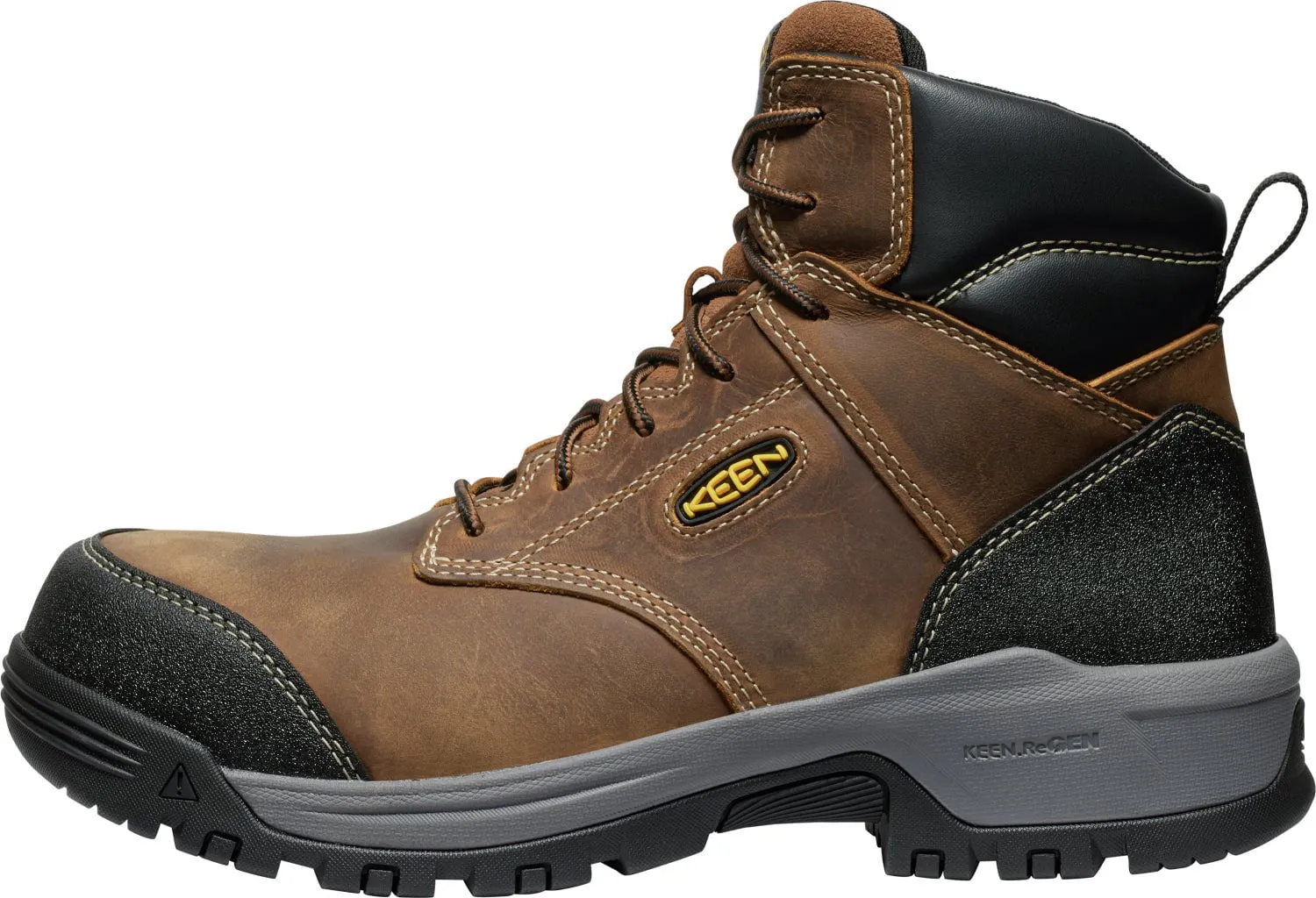 Keen Utility Mens Evanston 6in ESD CT Bison/Black Leather Work Boots