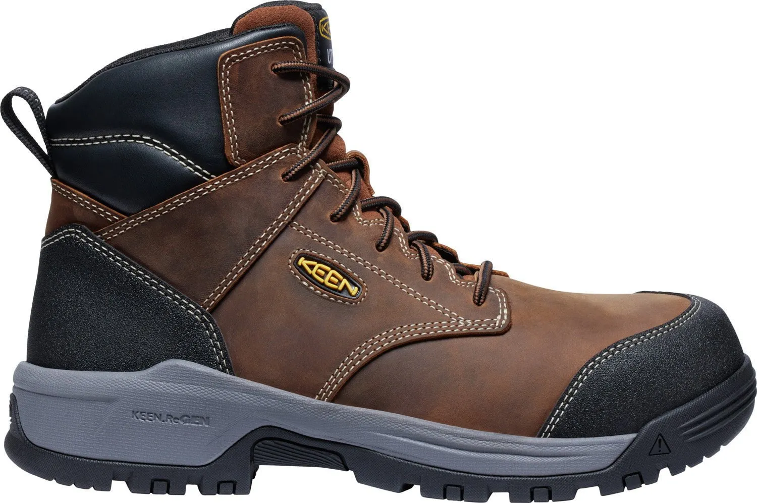 Keen Utility Mens Evanston 6in ESD CT Bison/Black Leather Work Boots