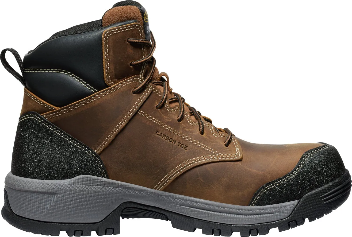 Keen Utility Mens Evanston 6in ESD CT Bison/Black Leather Work Boots