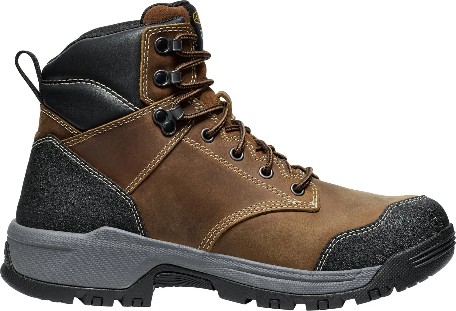 Keen Utility Mens Evanston 6in WP Soft Toe Bison/Black Leather Work Boots