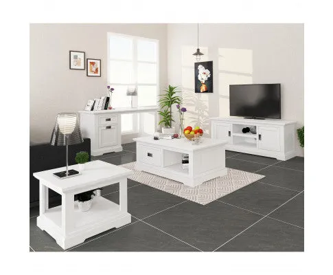 Laelia ETU Entertainment TV Unit 220cm 2 Door Solid Acacia Wood Coastal - White