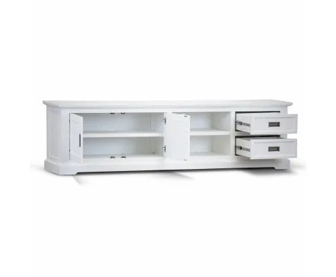 Laelia ETU Entertainment TV Unit 220cm 2 Door Solid Acacia Wood Coastal - White