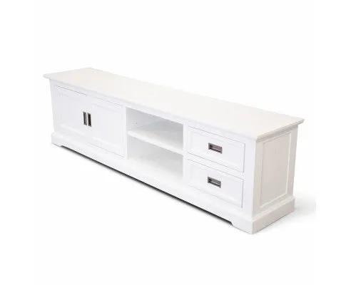 Laelia ETU Entertainment TV Unit 220cm 2 Door Solid Acacia Wood Coastal - White