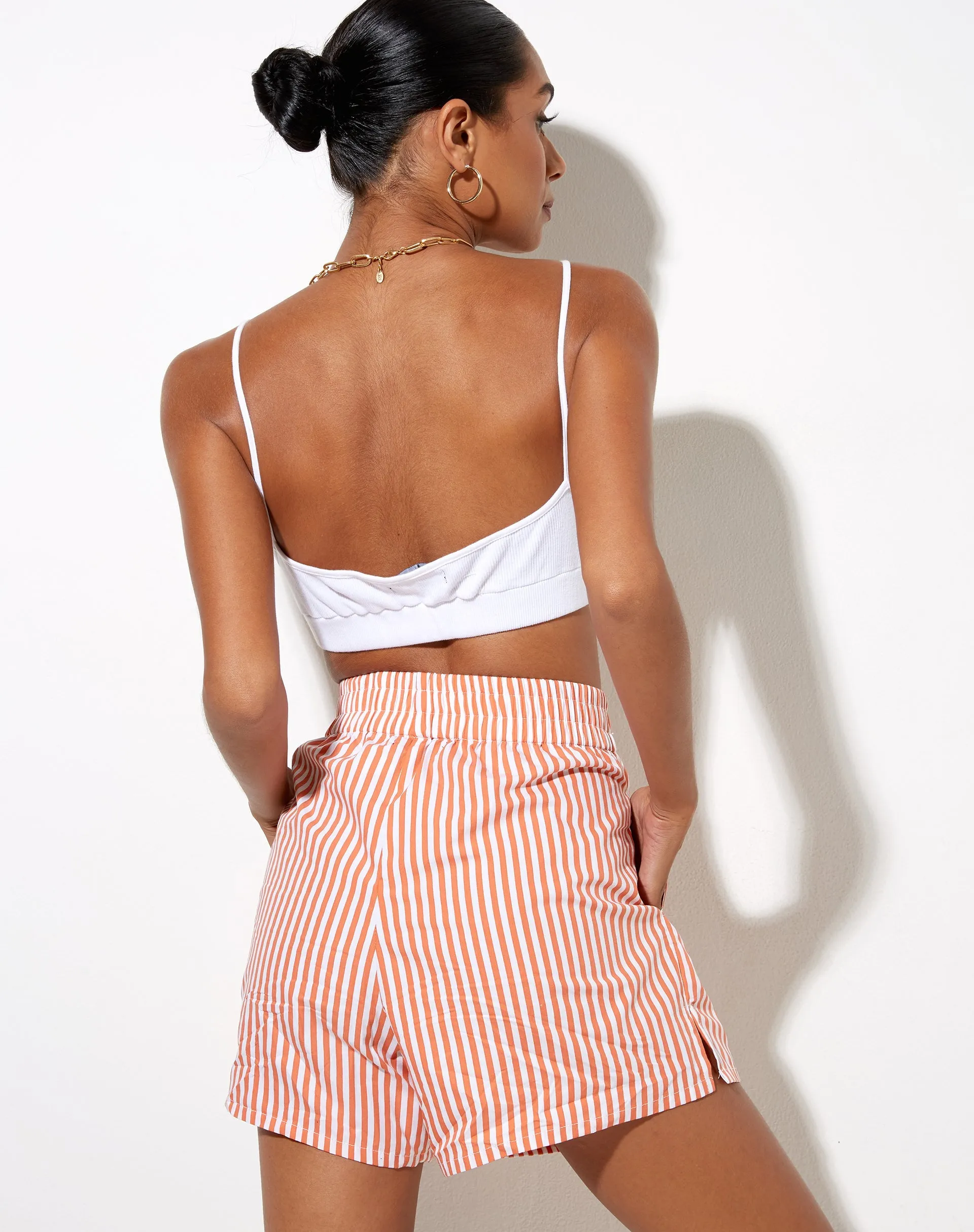 Lala Shorts in Vertical Stripe Orange