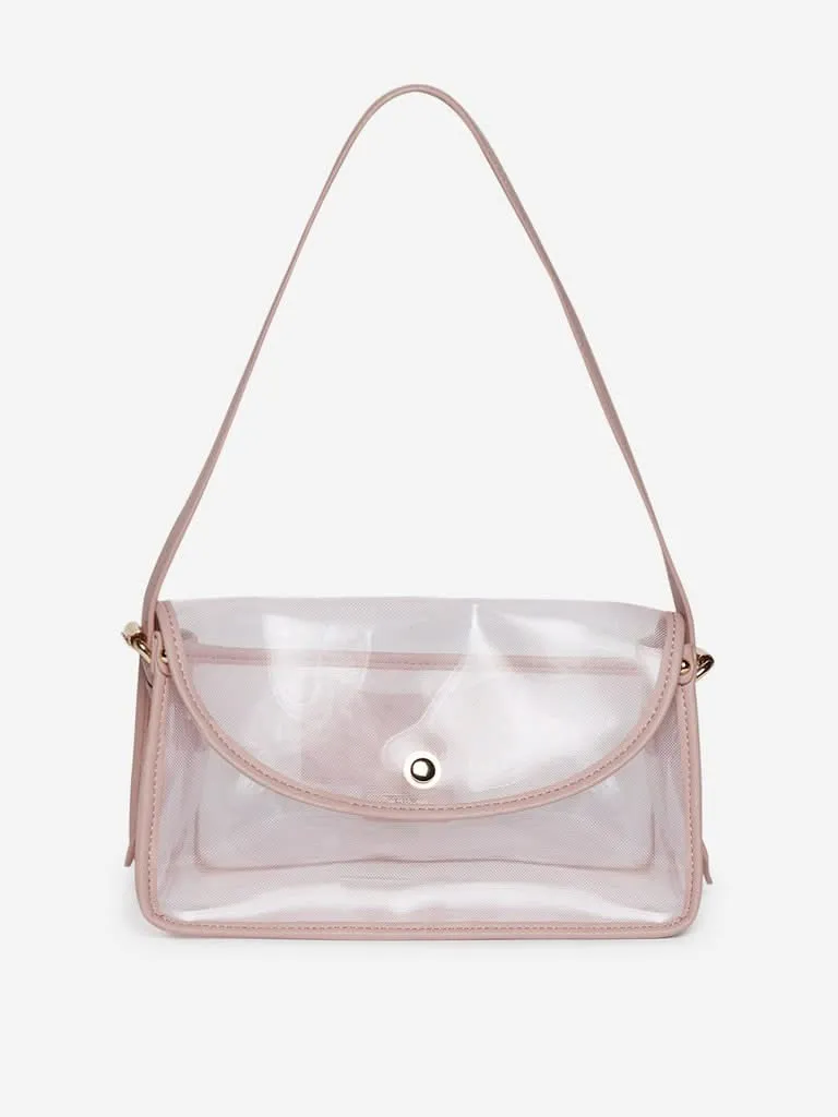 LOV Light Pink Mesh-Detailed Shoulder Bag