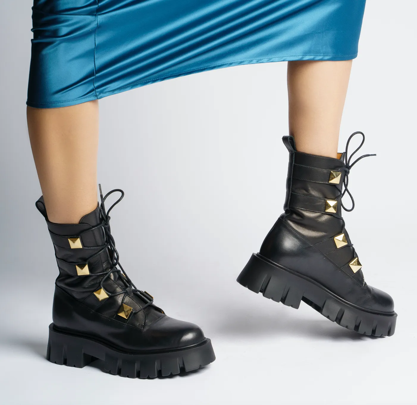 Mako Pyramid Studs Combat Boots