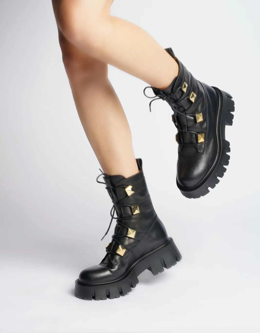 Mako Pyramid Studs Combat Boots