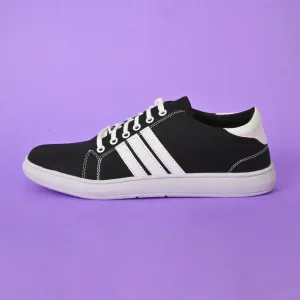 Men's Feropa Stripes Jeans Style Black Sole Sneaker Shoes