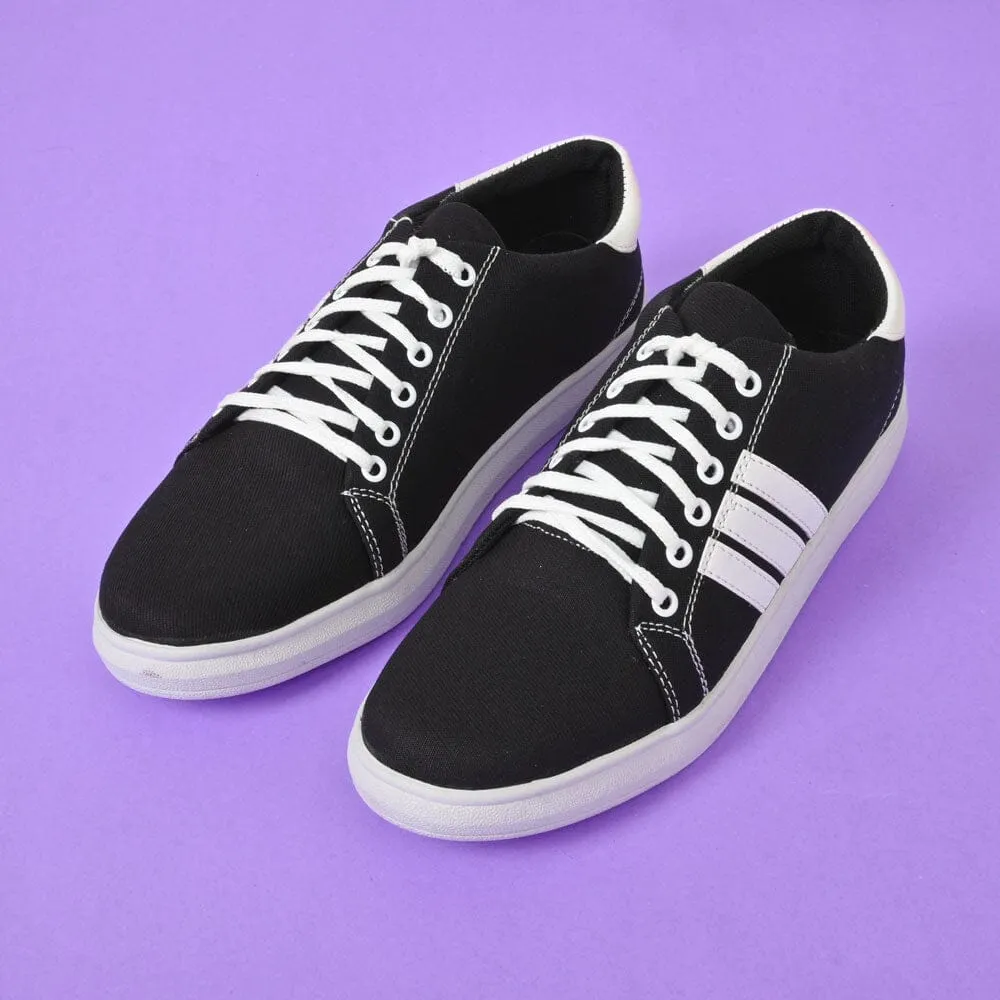 Men's Feropa Stripes Jeans Style Black Sole Sneaker Shoes