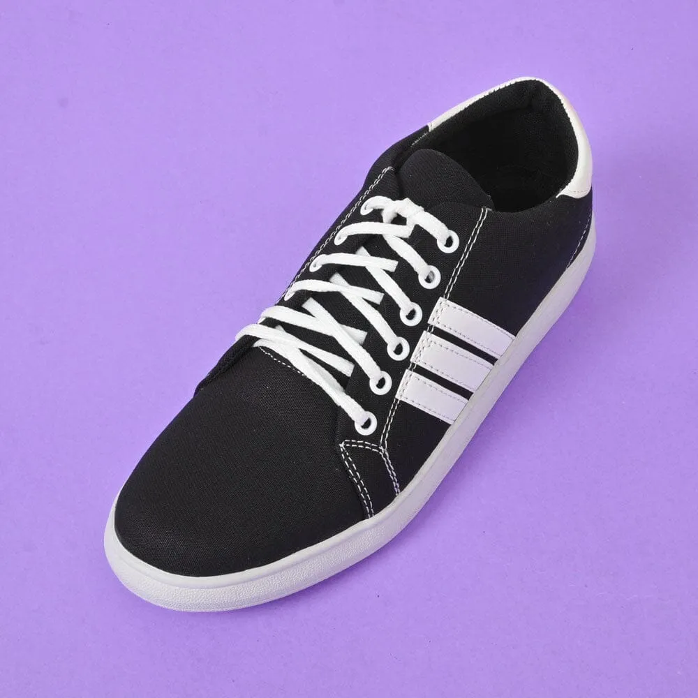 Men's Feropa Stripes Jeans Style Black Sole Sneaker Shoes