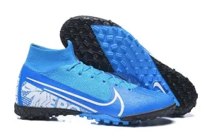 Nike Mercurial Superfly VII Elite TF Soccers Cleats Shoes Light Blue