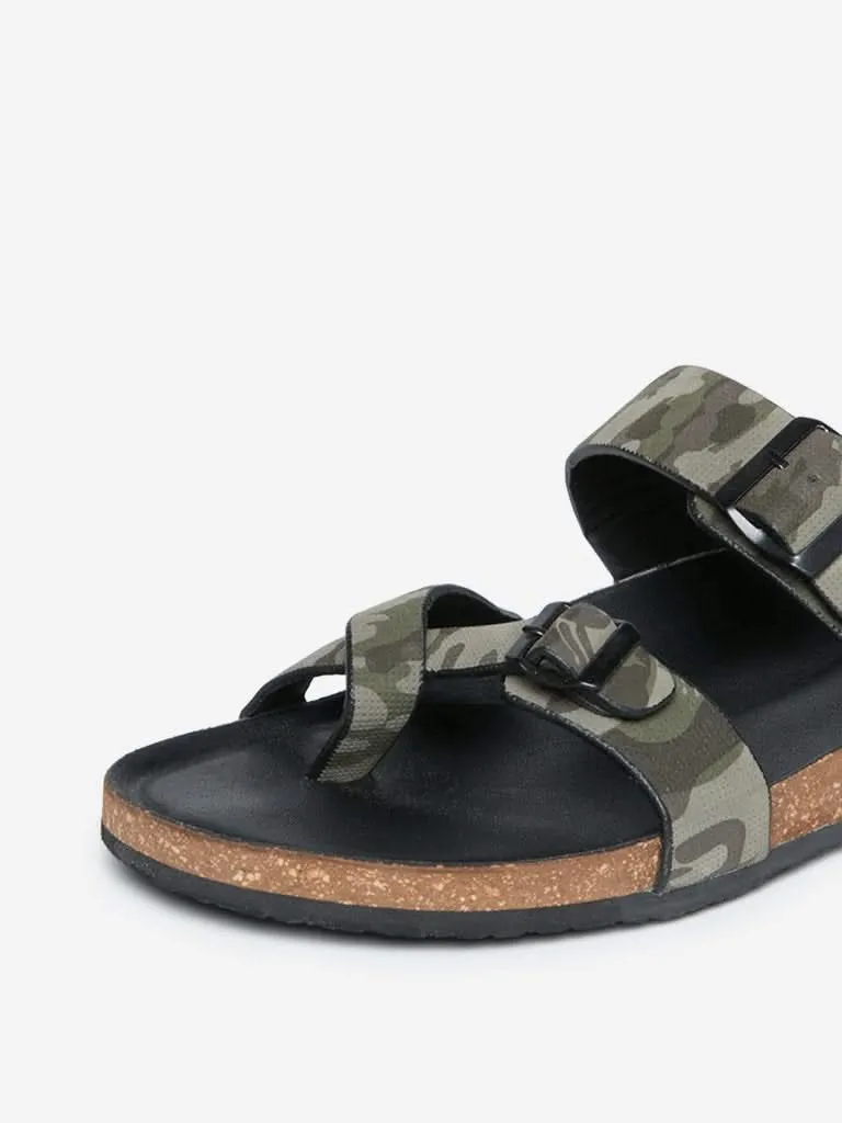 SOLEPLAY Black Camouflage Print Sandals