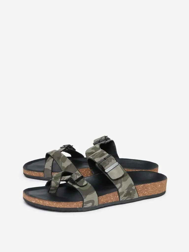 SOLEPLAY Black Camouflage Print Sandals