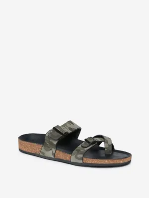 SOLEPLAY Black Camouflage Print Sandals