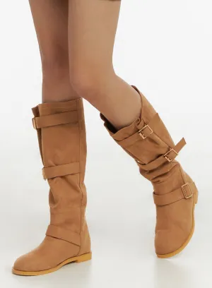 Suede Buckled Boots IA417