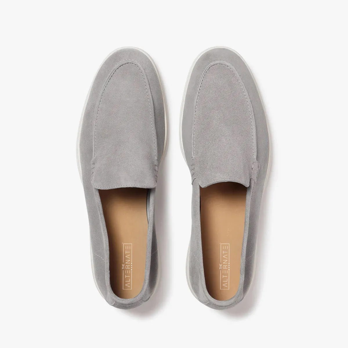 SUEDE LOAFERS WITH RUBBER SOLE- GREY