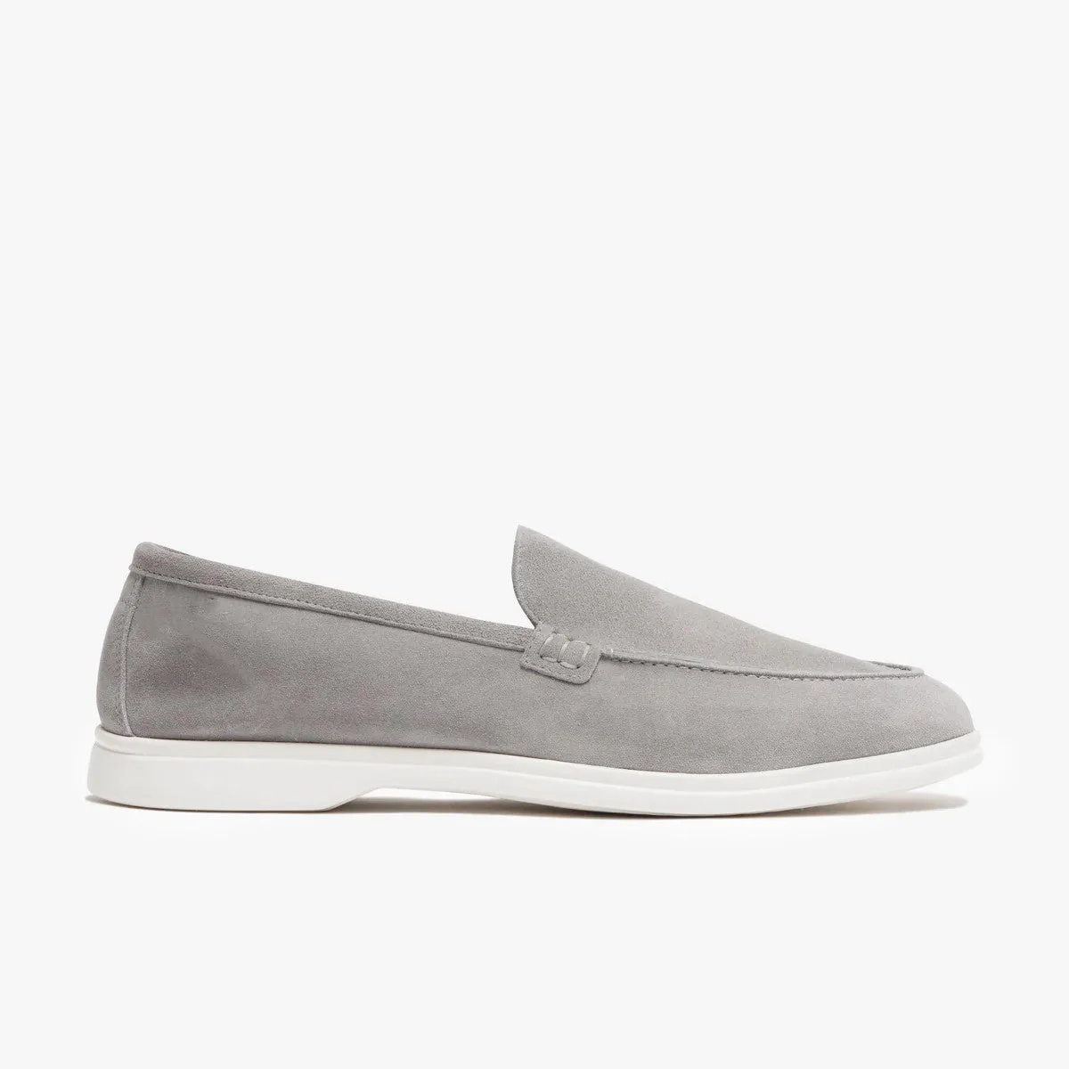 SUEDE LOAFERS WITH RUBBER SOLE- GREY