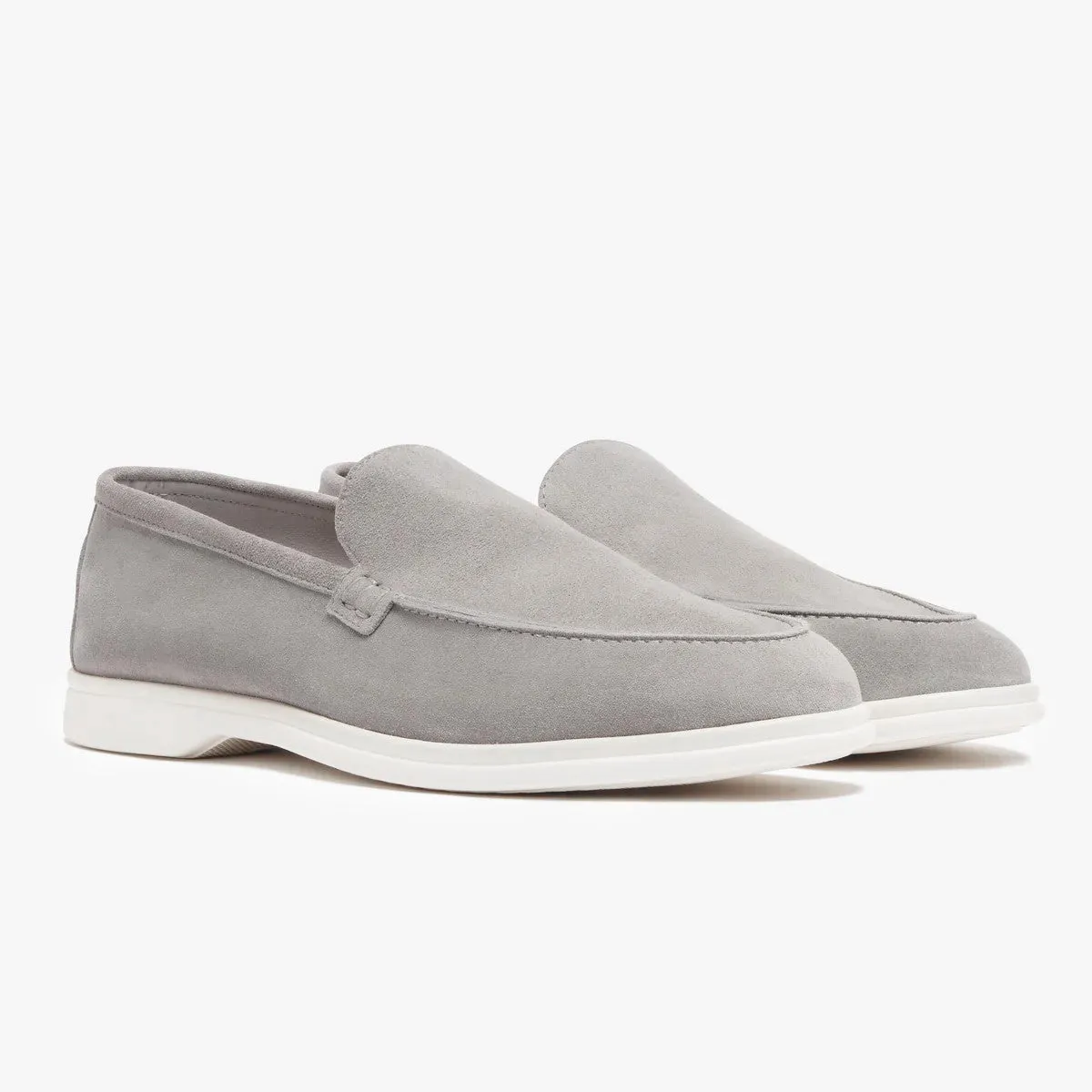 SUEDE LOAFERS WITH RUBBER SOLE- GREY