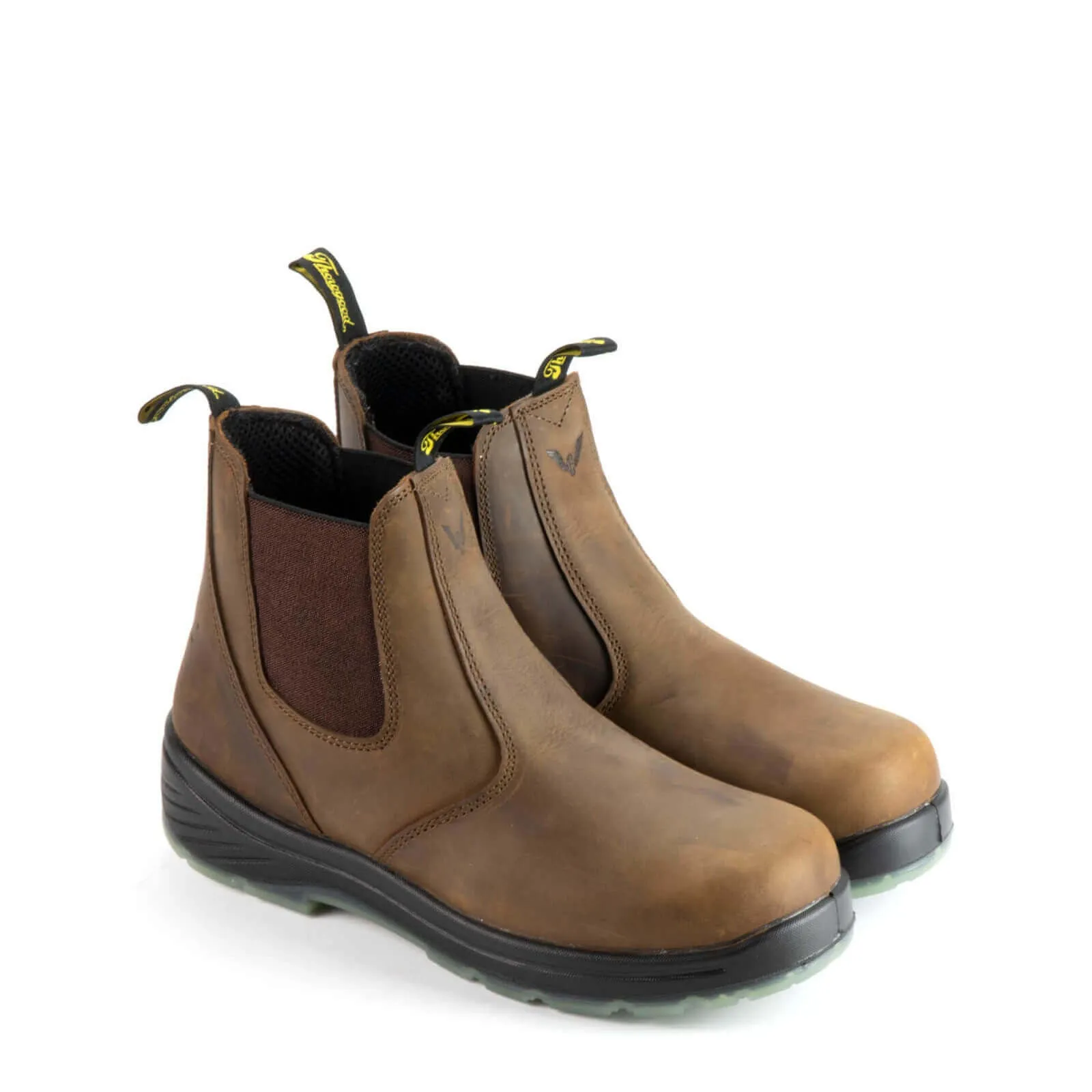 Thorogood 804-3166 Quick Release Brown Leather Safety Toe Pull On Work Boot