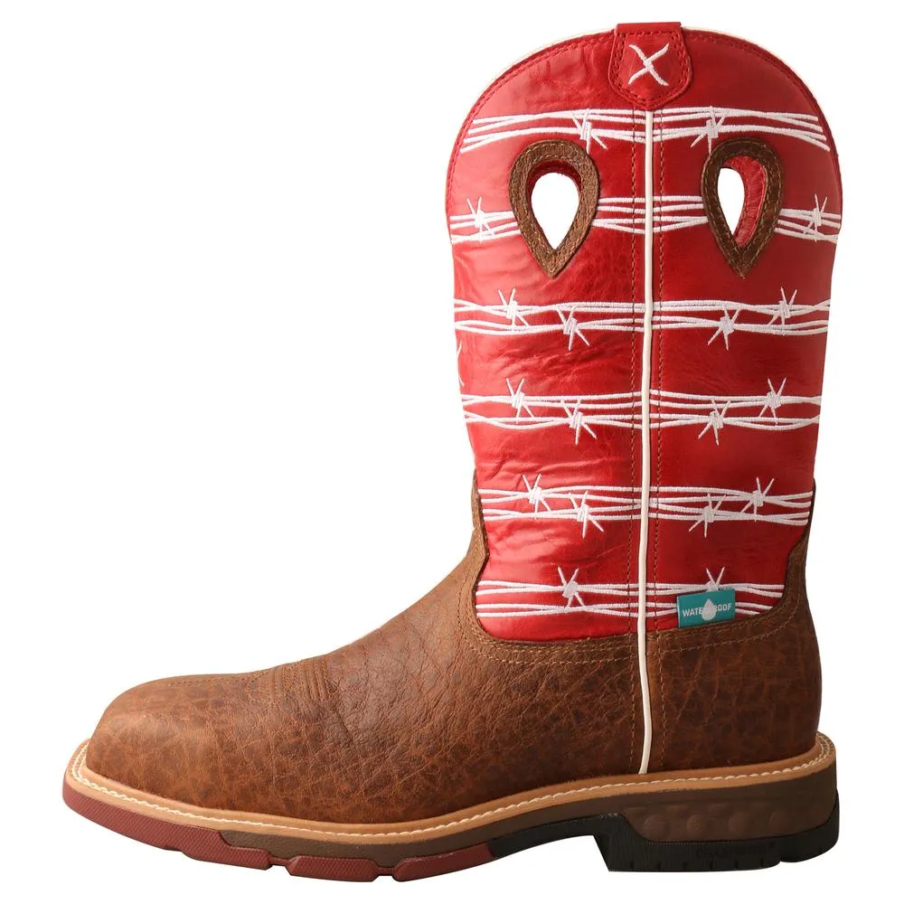 TWISTED X WATERPROOF NANO TOE WESTERN BOOT IN RED BARB WIRE