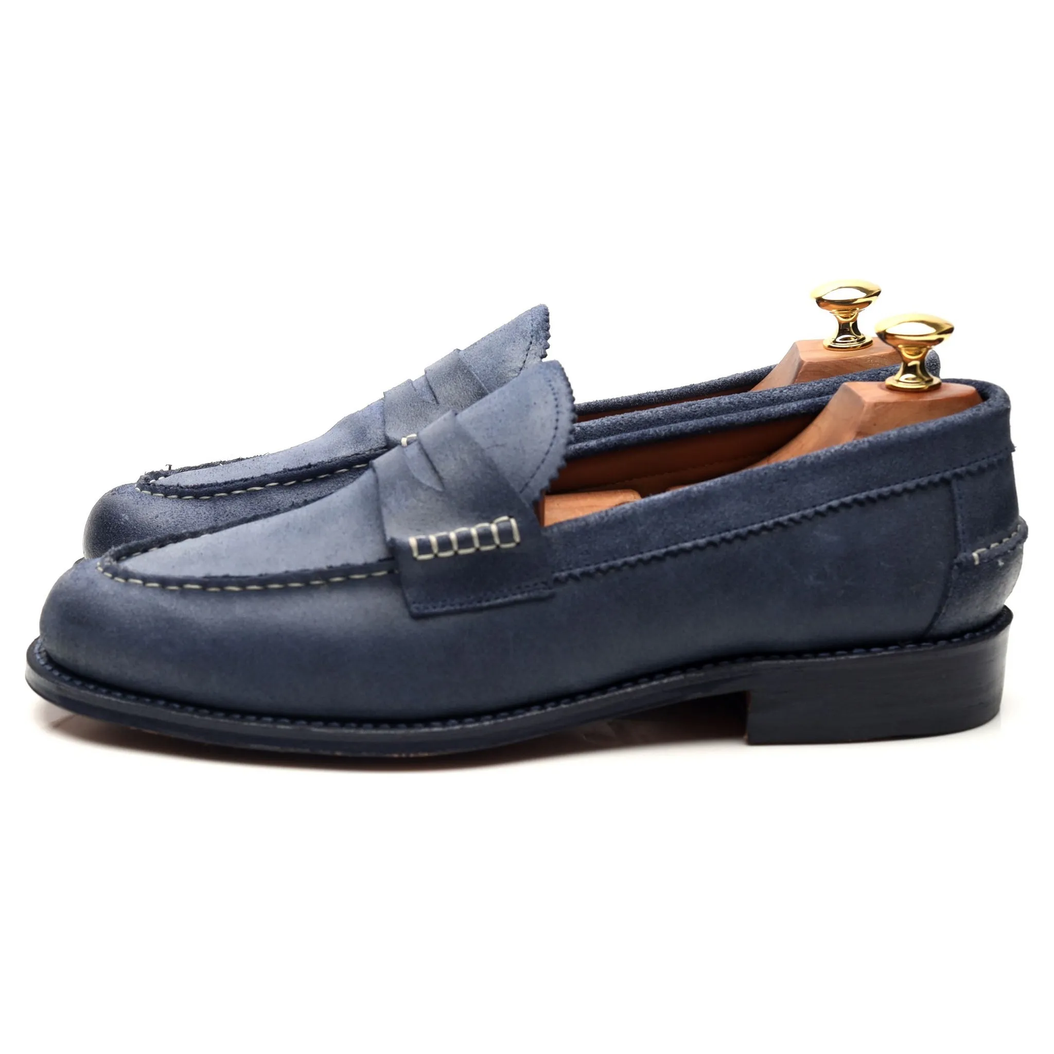 'Walter' Blue Suede Waxed Loafers UK 9 E