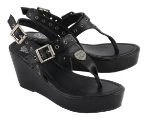 Women Buckled Strap Wedge Sandal