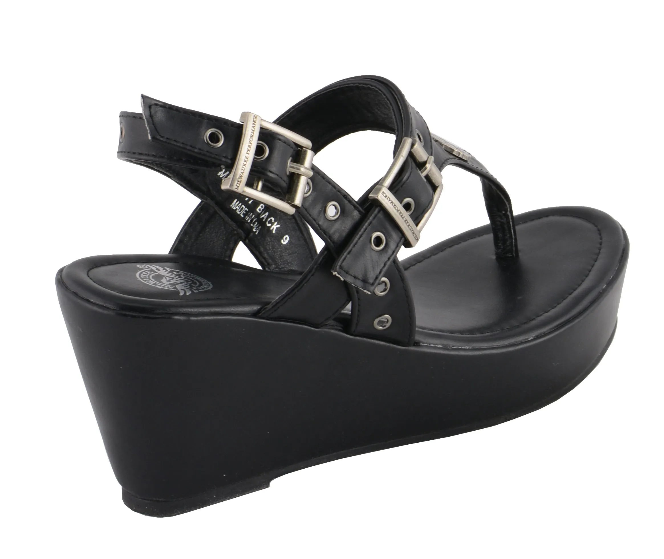 Women Buckled Strap Wedge Sandal