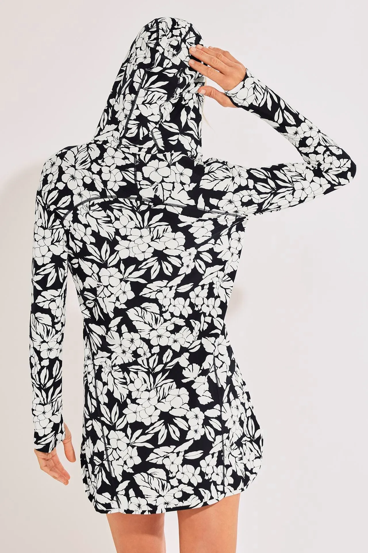 Women's Seacoast Swim Cover-Up Dress  |  Black/White Vintage Tropical